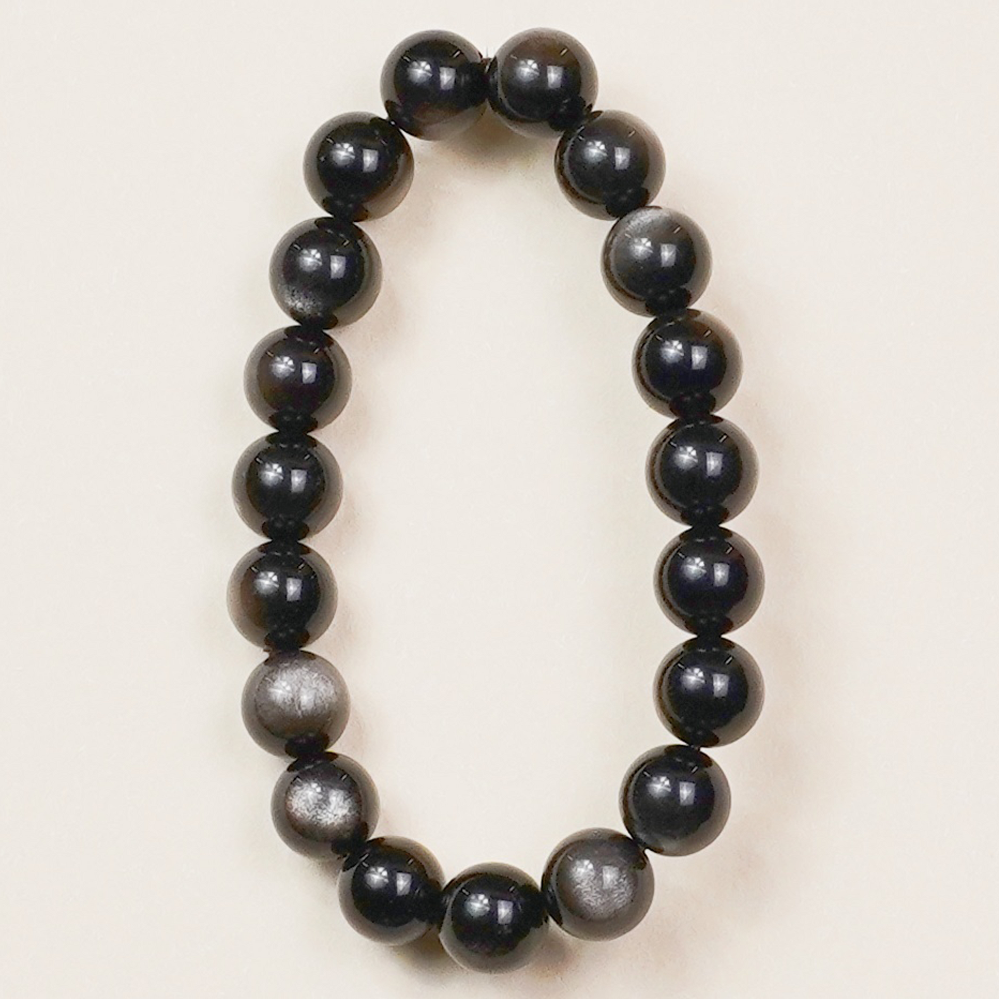 Root Chakra Silver Obsidian Bracelet