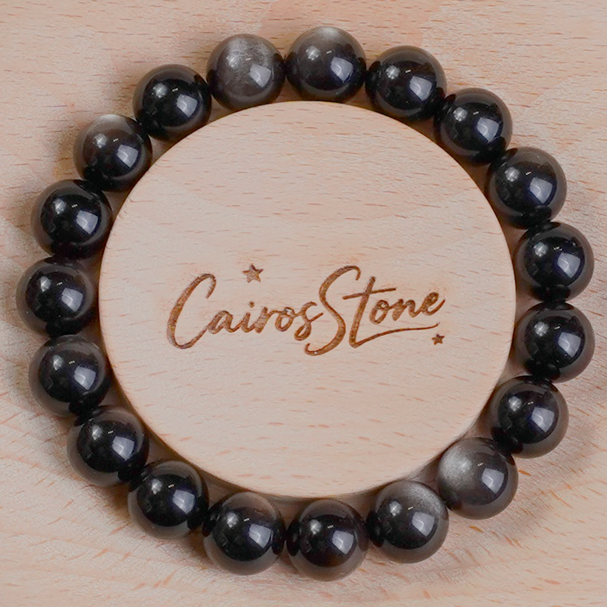 Root Chakra Silver Obsidian Bracelet