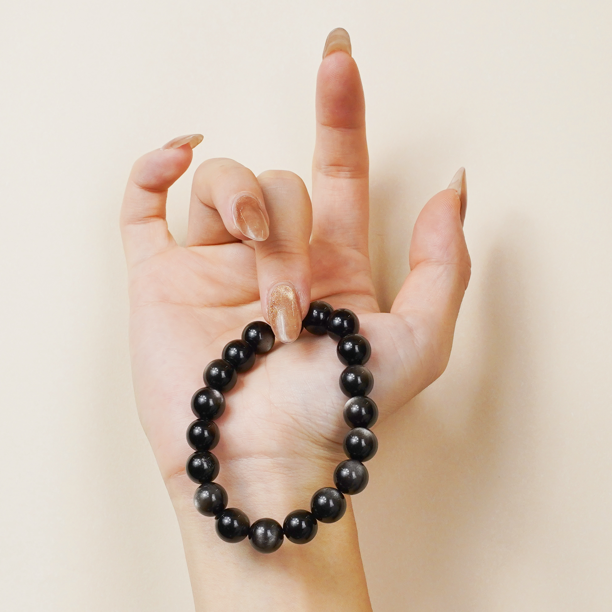 Root Chakra Silver Obsidian Bracelet