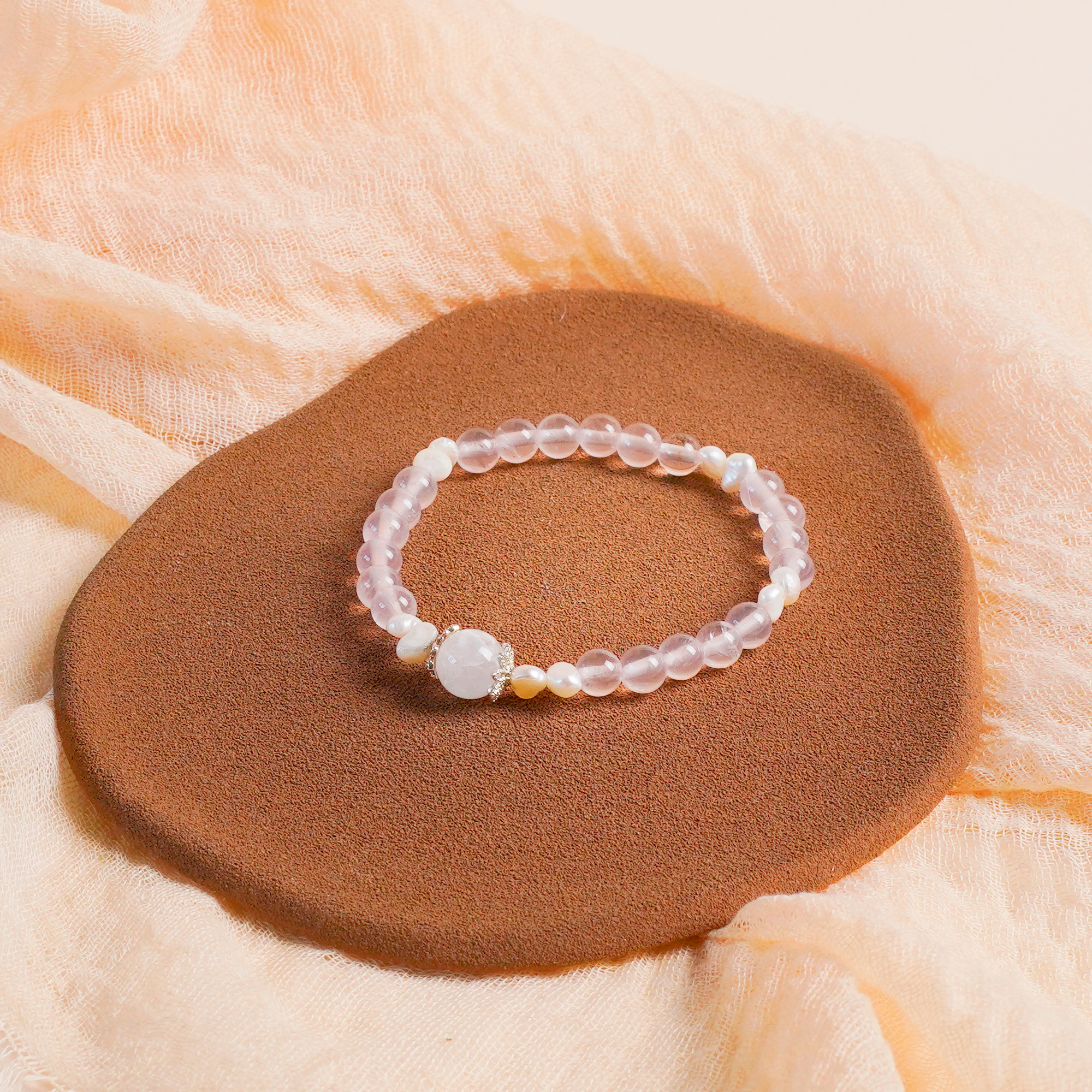 Pink Storm Rose Quartz Pearl Bracelet