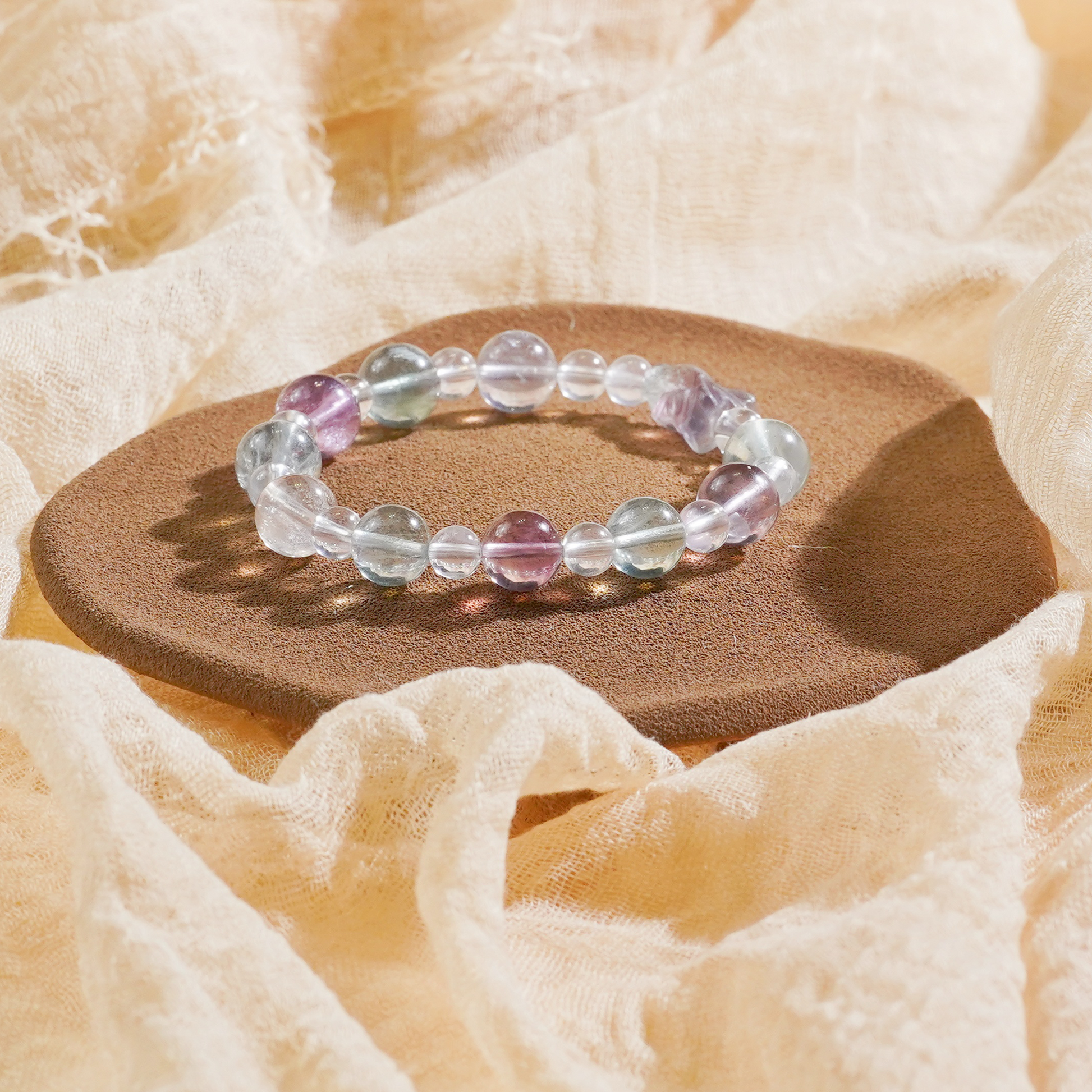 Colorful Fluorite Water Realm Goldfish Carved Bracelet