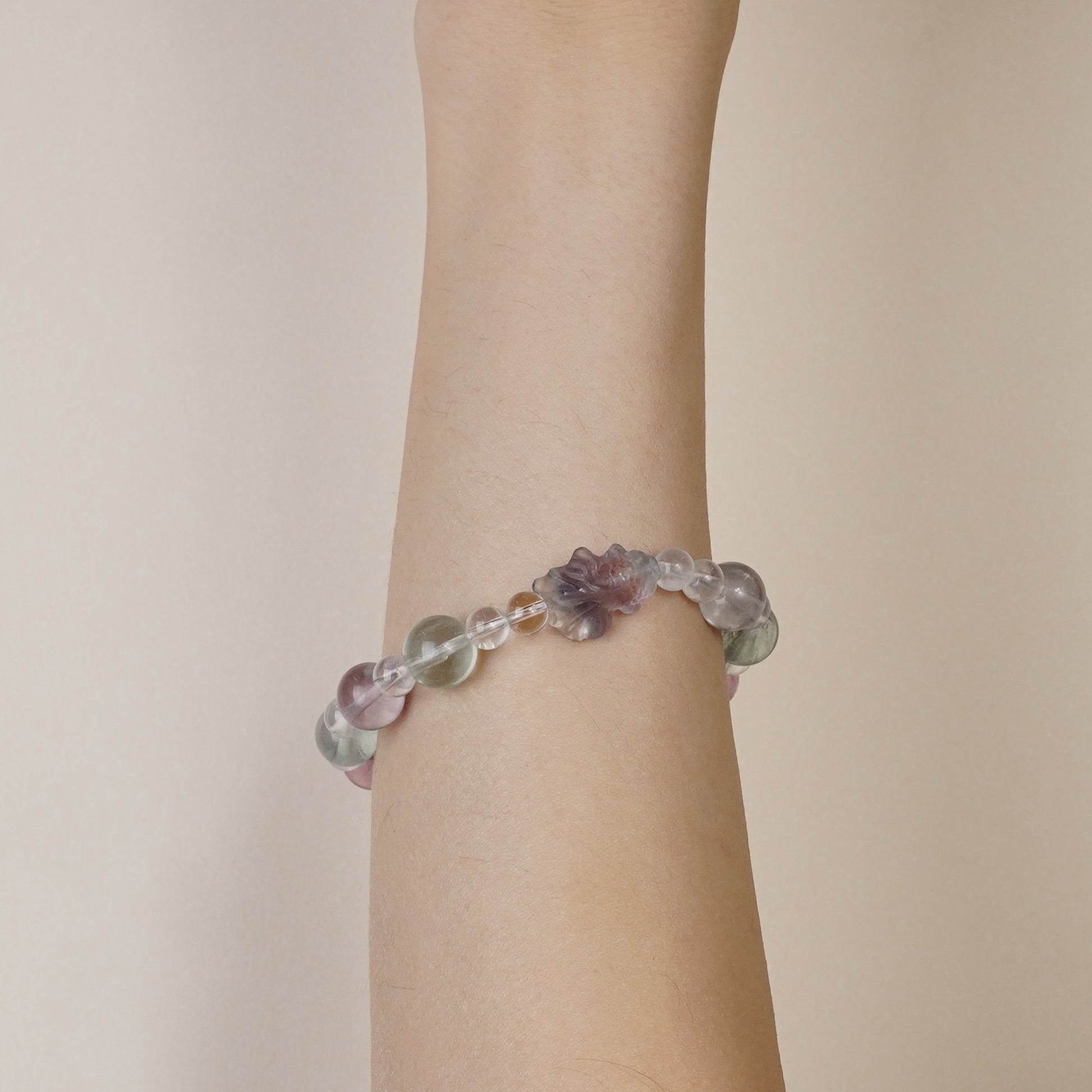 Colorful Fluorite Water Realm Goldfish Carved Bracelet