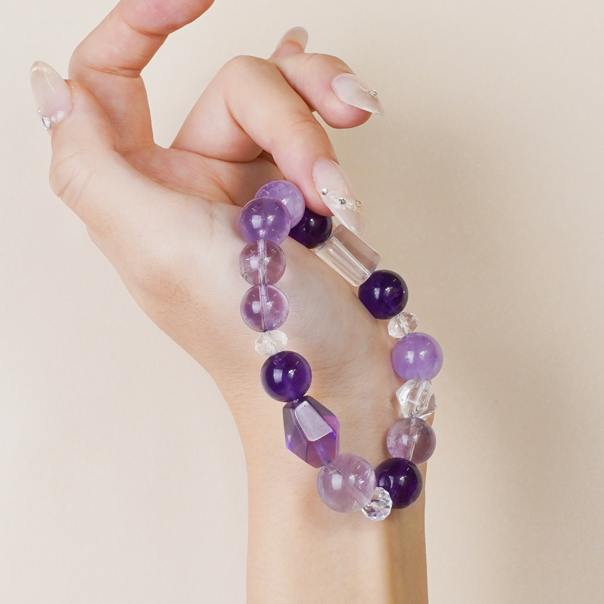 Purple Domain Columnar Awn Barrel-shaped Amethyst Bracelet