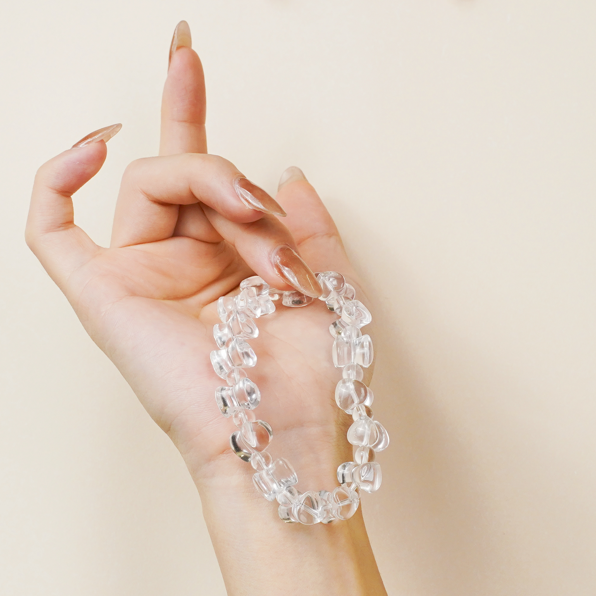 Double Heart Bone High Purity White Crystal Bracelet