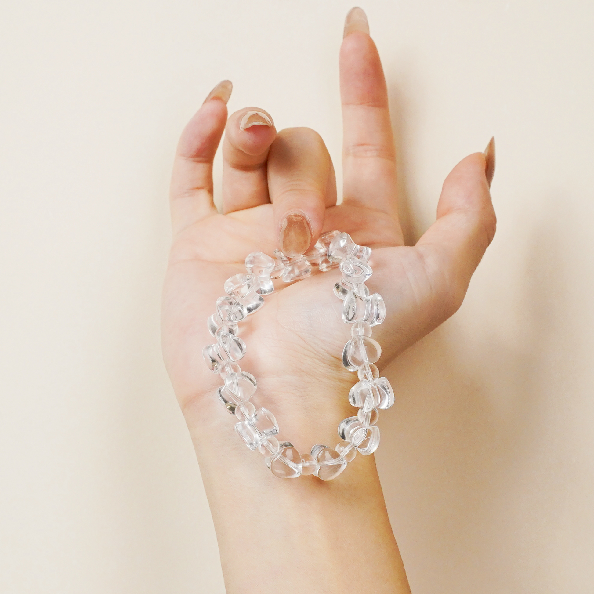 Double Heart Bone High Purity White Crystal Bracelet
