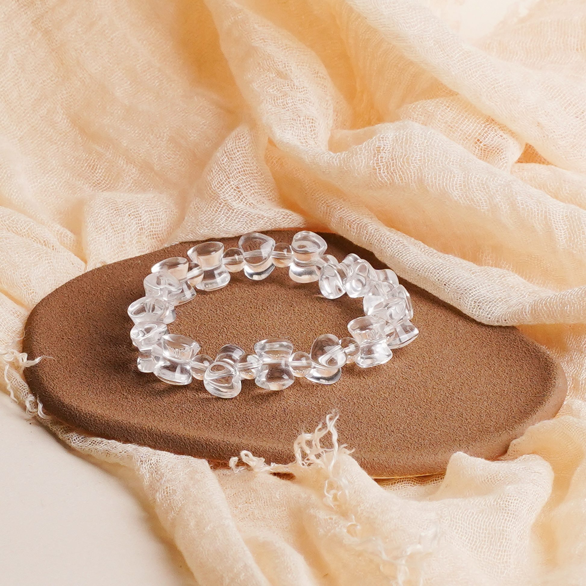 Double Heart Bone High Purity White Crystal Bracelet